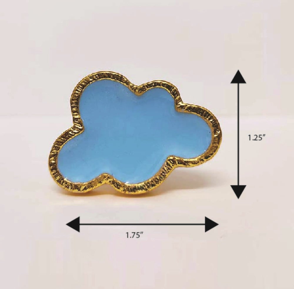 Blue Handmade Brass Cloud Knob